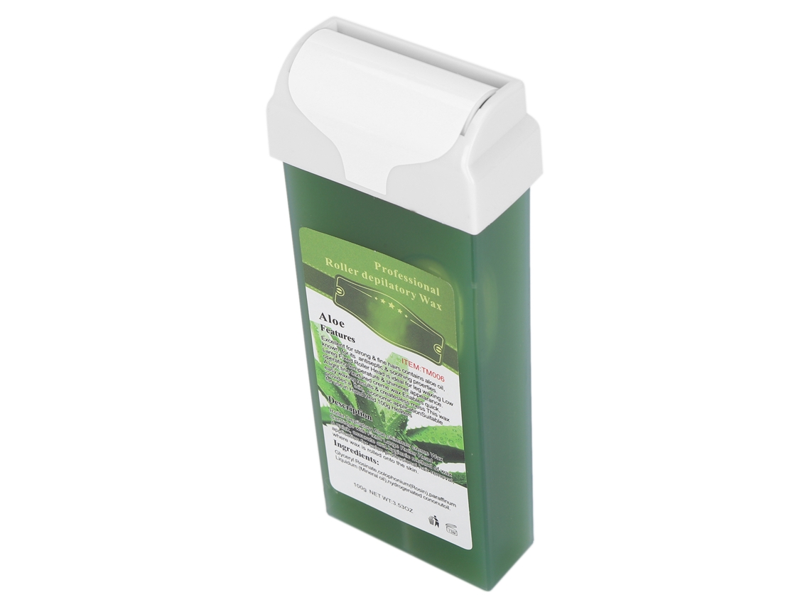 Cera Depilatória Roll-On 100g para Remoção de Pelos Corporais, Pernas, Braços, Axilas e Virilha com Aloe Vera