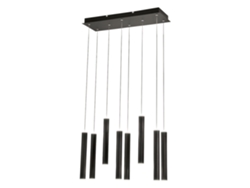 Lámpara colgante Fabas Luce Prado con 8 luces LED, 52 W regulable, negro mate, diseño lineal
