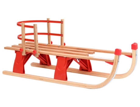 vidaXL Trineo de nieve plegable con respaldo madera 119 cm