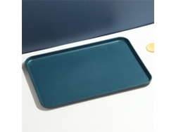 Bandeja rectangular de plástico para restaurantes y hogares, para guardar té y vasos. Mdug (azul oscuro G)