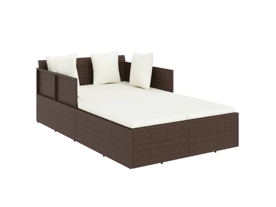 Sillón con cojines, mimbre, patas marrones, MAISON EXCLUSIVE, 182x118x63 cm
