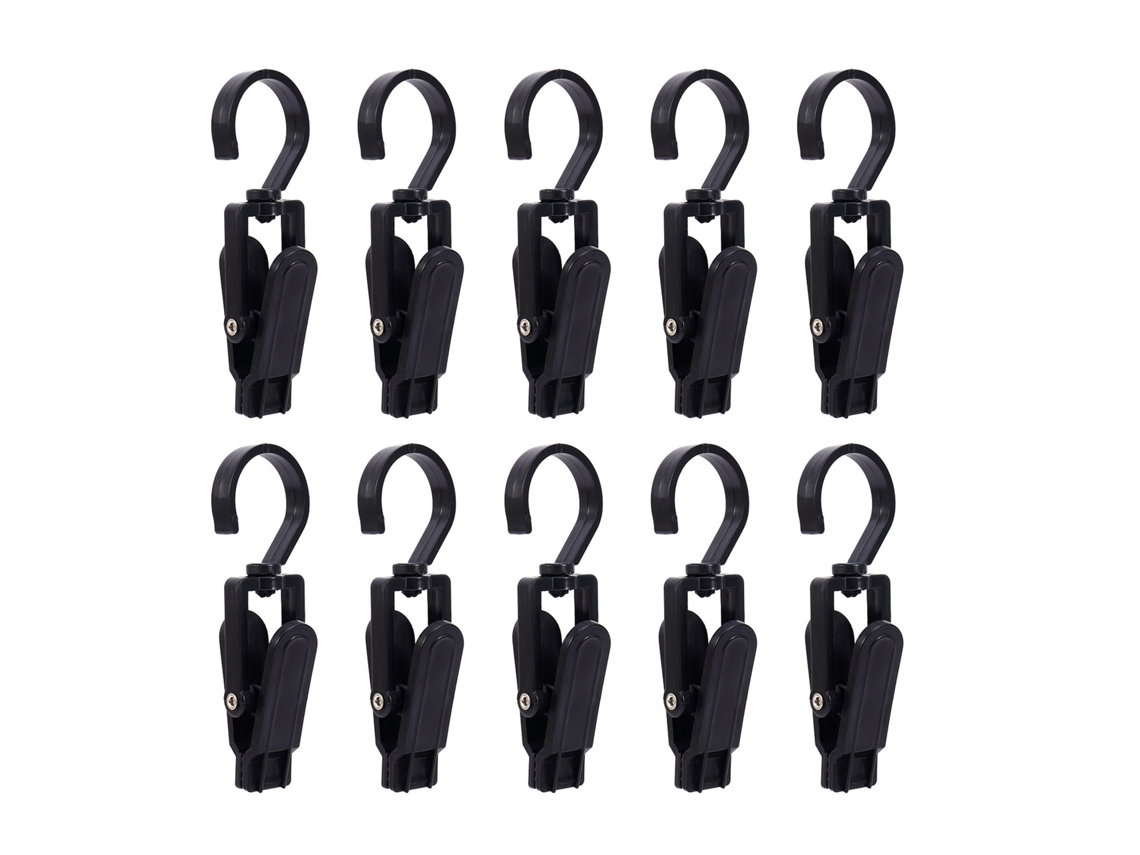 10 Ganchos Giratorios Multifuncionales De Plástico Para Ropa, Sombreros, Calcetines Y Cortinas - Negro