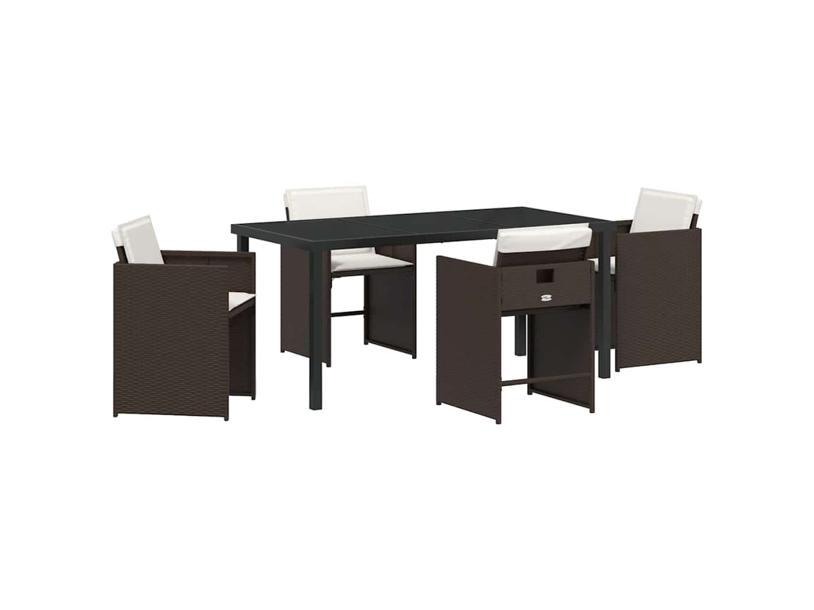 Maison Exclusive - Conjunto De Comedor De Jardín 5 Pcs Marrón Ratán Sintético