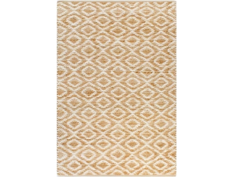 Vidaxl Alfombra De yute tejida mano tela 120x180 cm natural blanca moqueta impreso rectangular beige