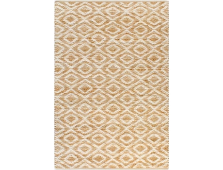 Vidaxl Alfombra De yute tejida mano tela 120x180 cm natural blanca moqueta impreso rectangular beige