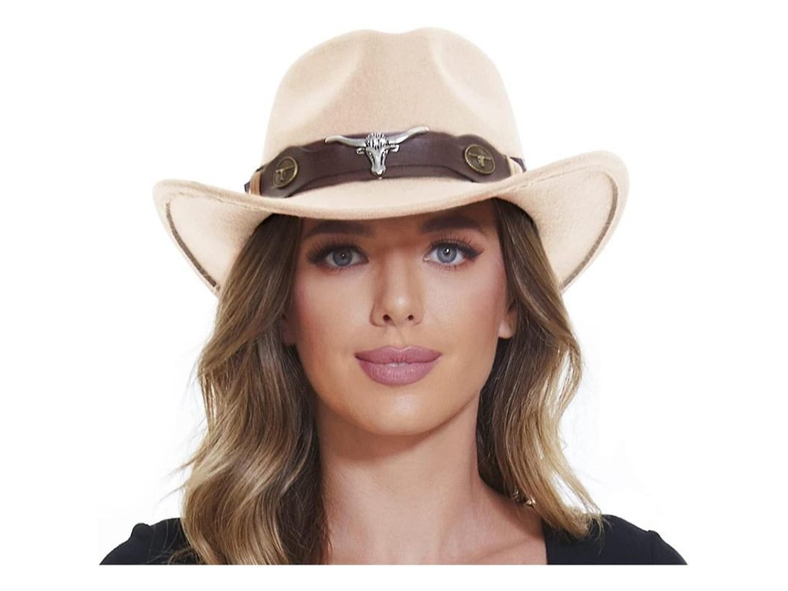 2026-sombrero Vaquero Clásico Hombre Mujer, Ala Ancha Estilo Western Con Cinturón Ajustable Beige