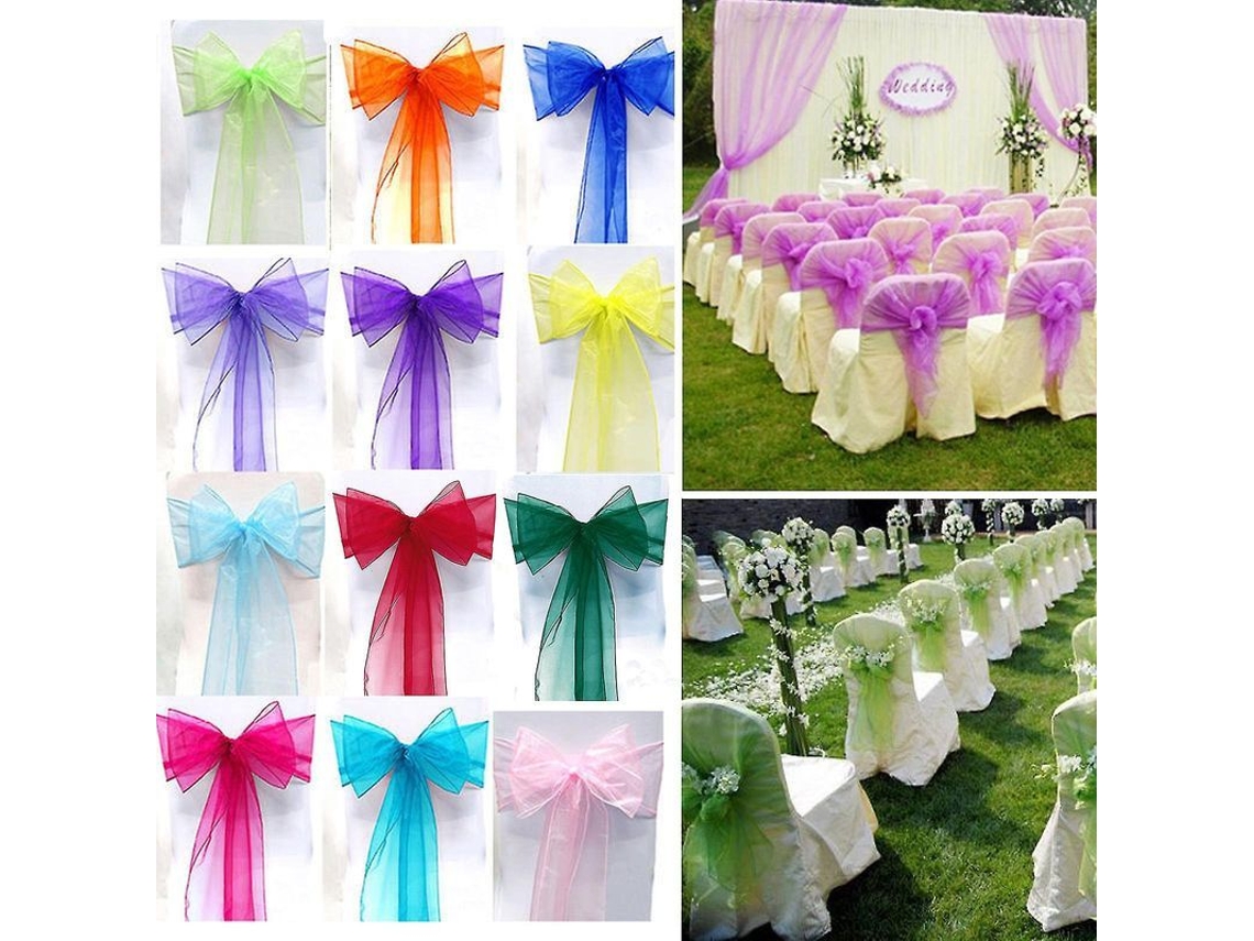 Correas de organza para sillas con lazos de cinta de tul para bodas y festivales Jb5 2