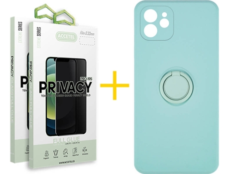 Carcasa + 2 Protectores de Pantalla para iPhone 12 ACCETEL Verde Agua