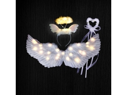 Alas De Ángel Con Luces Led, Alas De Ángel Blancas De 65*35 Cm Y Amarillas Para Disfraz.