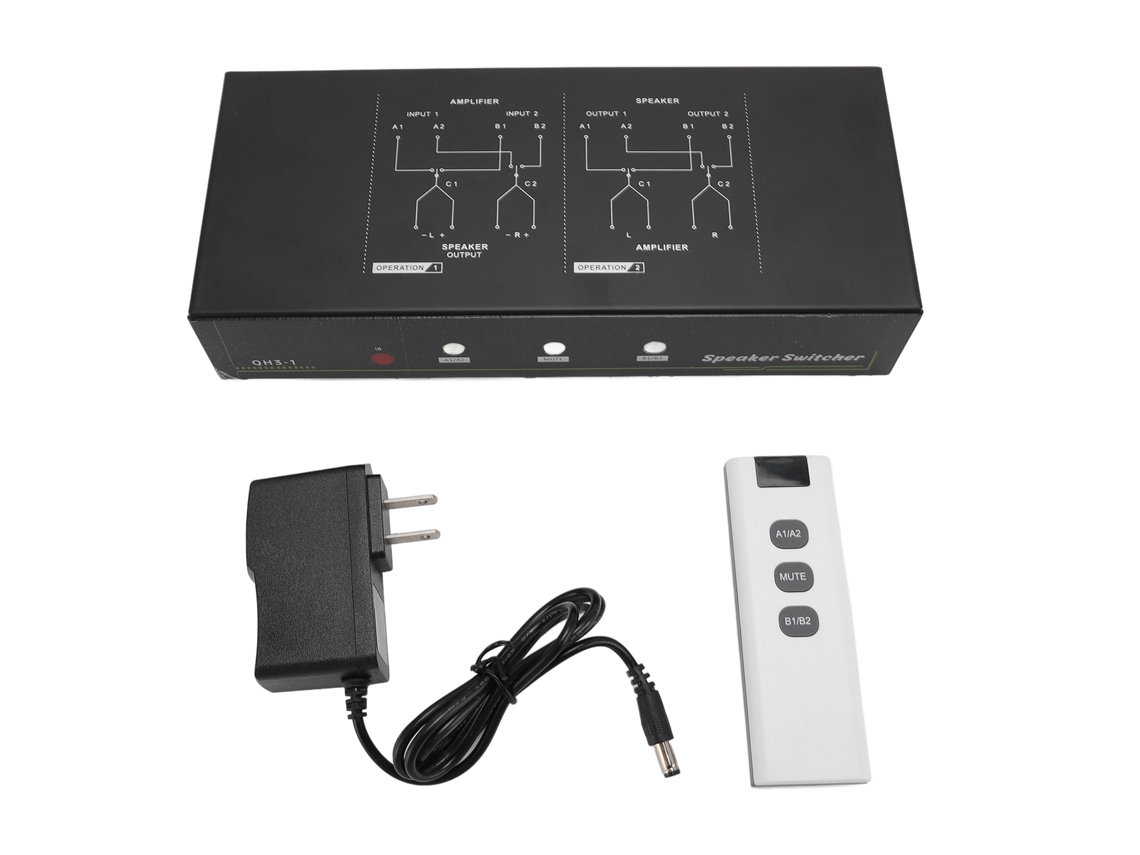 Amplificador De 2 Entradas Y 1 Salida Con Interruptor Para Altavoces Y Control Remoto Para Cine En Casa, 2200 W, Enchufe Estadounidense.