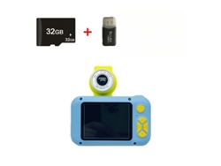 Cámara de fotografía para niños HD 4000 W, 24 pulgadas, IPS, tela, lente abatible, 32 g, azul, Yizhood