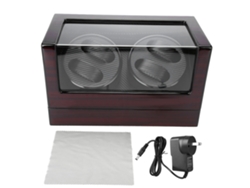 Caja giratoria mecánica para relojes, 4 compartimentos, almacenamiento automático, pantalla, rojo y negro.