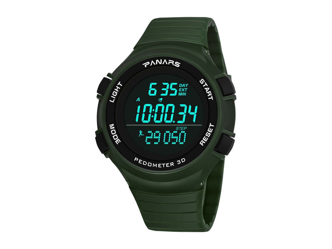 Reloj Deportivo Electrónico Panars Para Hombre, Resistente Al Agua Hasta 50 M, Luminoso, Color Verde Militar.