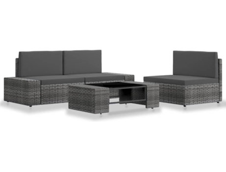 Conjunto 4 de muebles de jardín VIDAXL ratán sintético gris