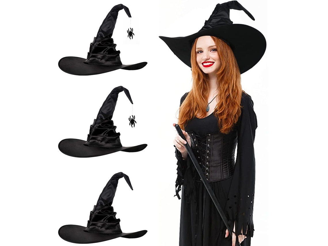 3 Sombreros De Bruja Negros Para Halloween, Spider-man, Con Forma De Murciélago, Accesorio Con Volantes Para Fiesta De Cosplay.