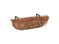 Relaxdays Jardineras De Balcón Set De 3, Para Colgar En Barandilla, Hierro Y Fibra De Coco, 21x76x22 Cm, Marrón/natural
