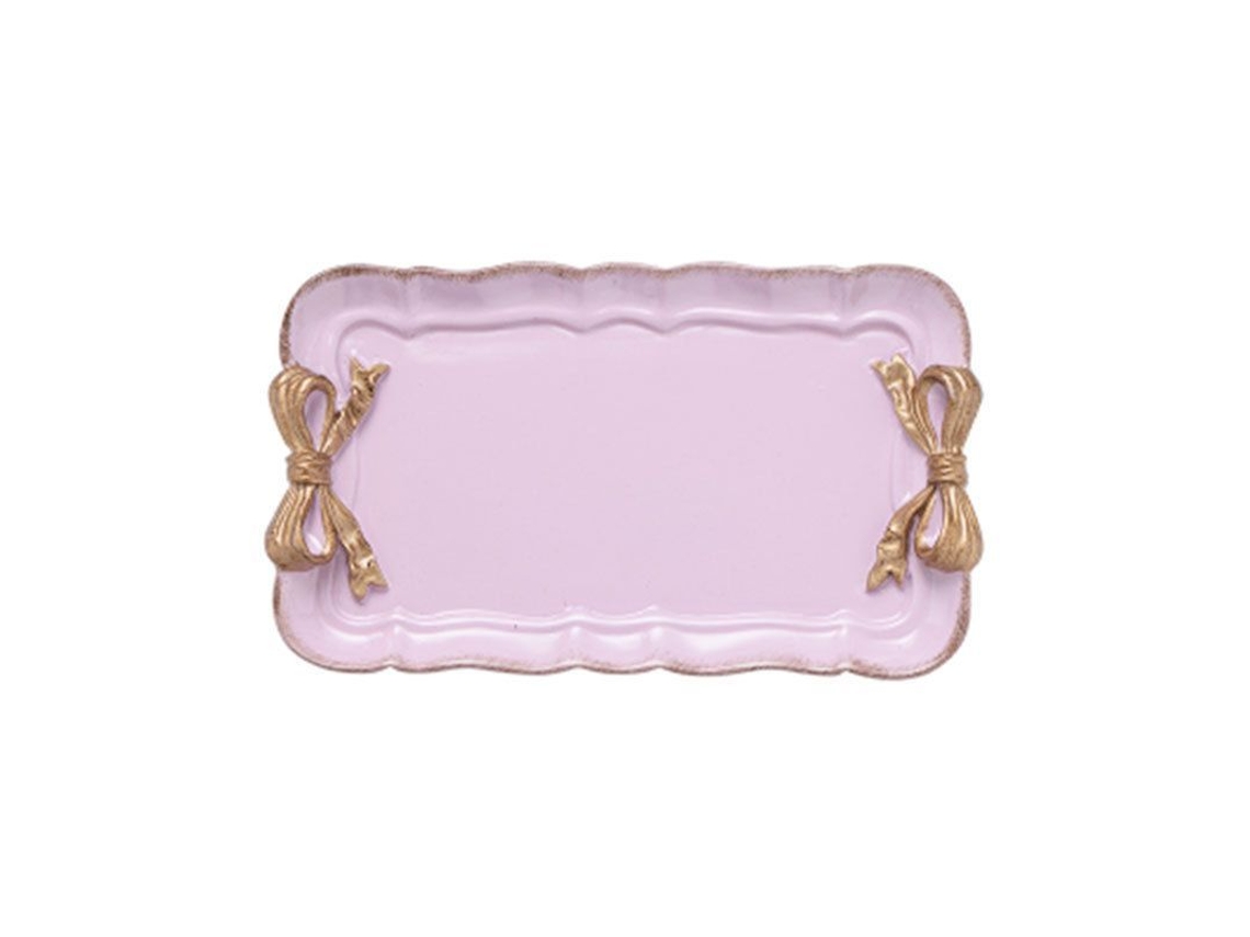 Bandeja Decorativa Vintage Linjou Con Nudo De Moño En Resina Para Joyería Y Snacks Color Morado