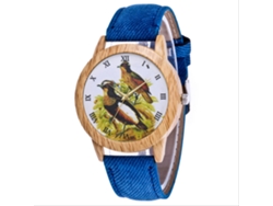 Reloj De Pulsera Unisex Zhoulianfa, Diseño De Animales, Correa Vaquera, Movimiento De Cuarzo Azul.