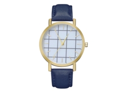 Reloj De Pulsera Analógico De Cuarzo Para Mujer, De Aleación Azul Con Correa De Cuero.