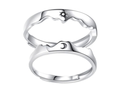 2026-anillos De Pareja Linjou Sol Luna Ajustables Abiertos Para Hombre Y Mujer