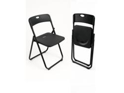 Jardin202 - Silla Plegable Metálica Monolith | 48 X 47 X 73 Cm | Tubo 22 Mm Reforzado Negro Pack 4 Uds | Pack 4 Uds (negro)