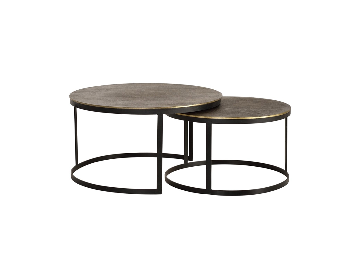 Mesa de Centro con Tapa en Bronce y Patas en Metal Dorado GINER Y COLOMER