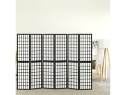 Mampara Plegable con 6 Paneles Estilo Japonés 240x170 Cm Negro Wsd293836 Adorável Casa