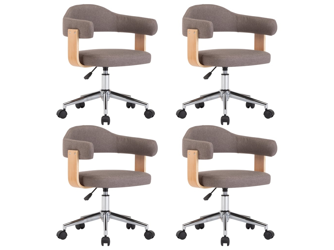 Maison Exclusive - Sillas Comedor Giratorias 4 Uds Madera Curvada Tela Gris Taupe