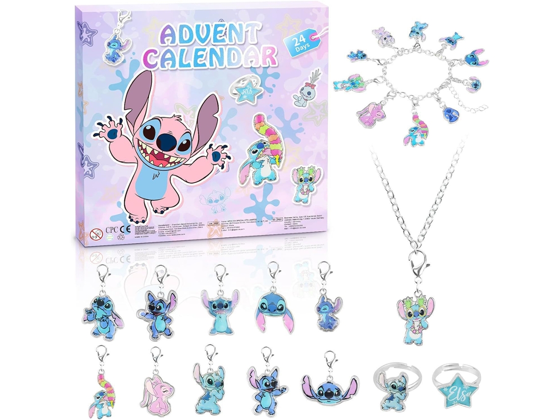 Calendario de Adviento 2026, pulsera de 24 días para fans del anime y Stitch, kit de cuenta regresiva y regalo de Navidad DIY Aeuzwr