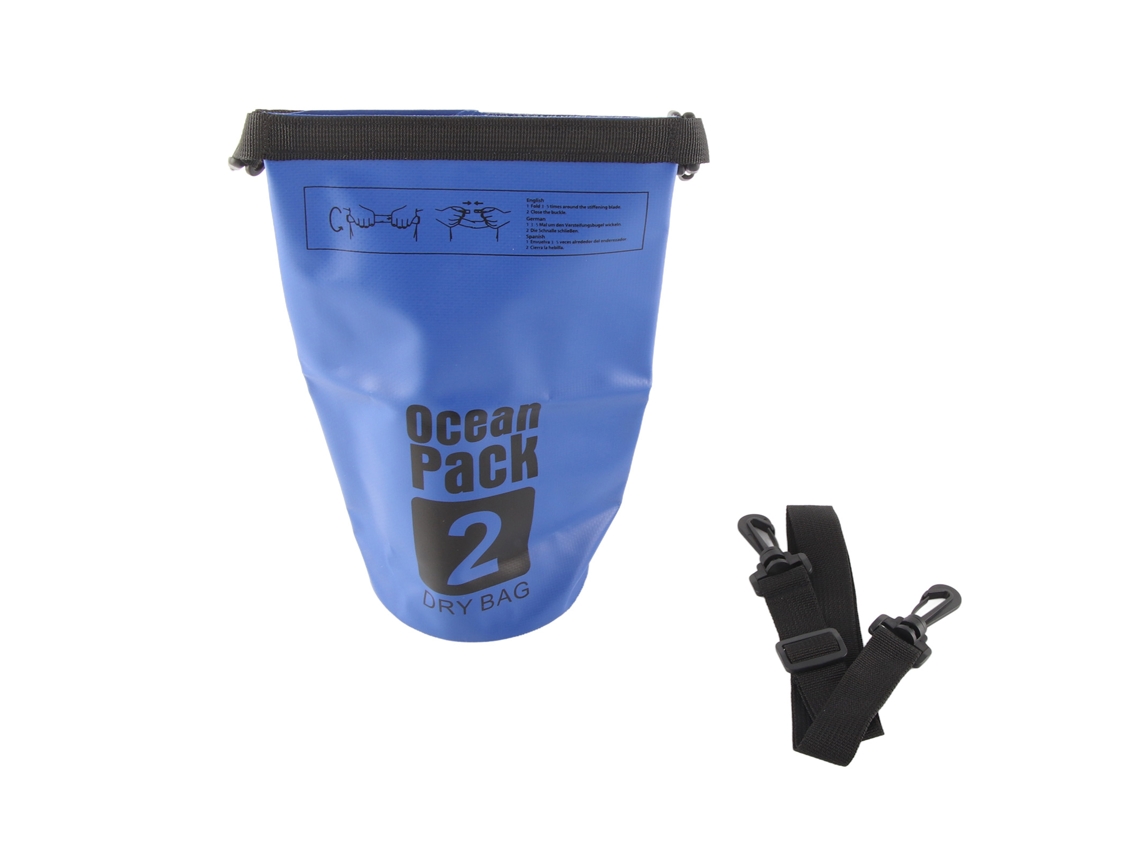 Bolsa impermeable seca de 2 litros, azul oscuro, para exteriores.