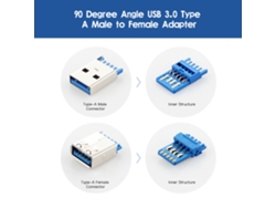 Adaptador Convertidor De Ángulo Recto Usb3.0 Am A Af En Forma De L De 90 Grados Con Estabilidad Fuerte De Señal