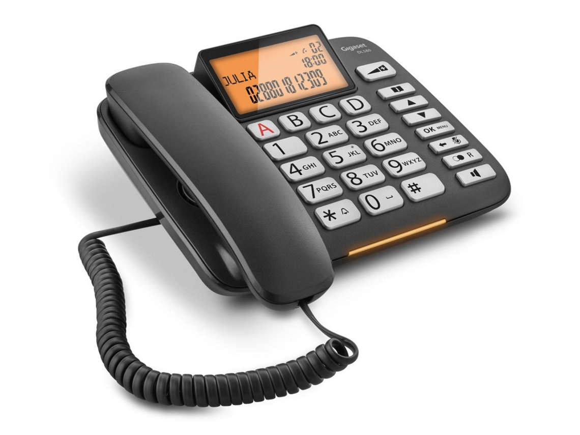 Teléfono inalámbrico Gigadl580 negro sin contestador automático