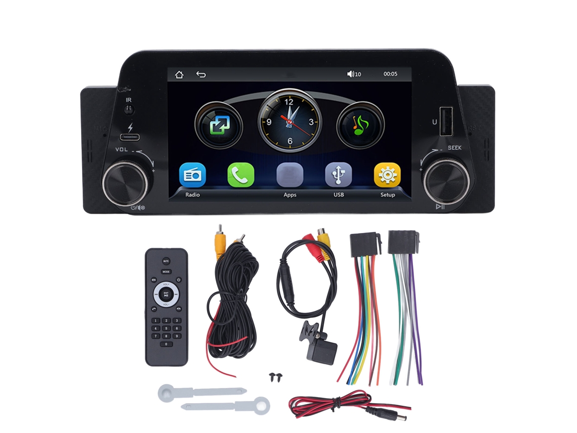 Reproductor Multimedia Mp5 Para Coche De 5 Pulgadas Con Bluetooth, Carplay, Android Auto Y Cámara De Visión Trasera Con 12 Led.