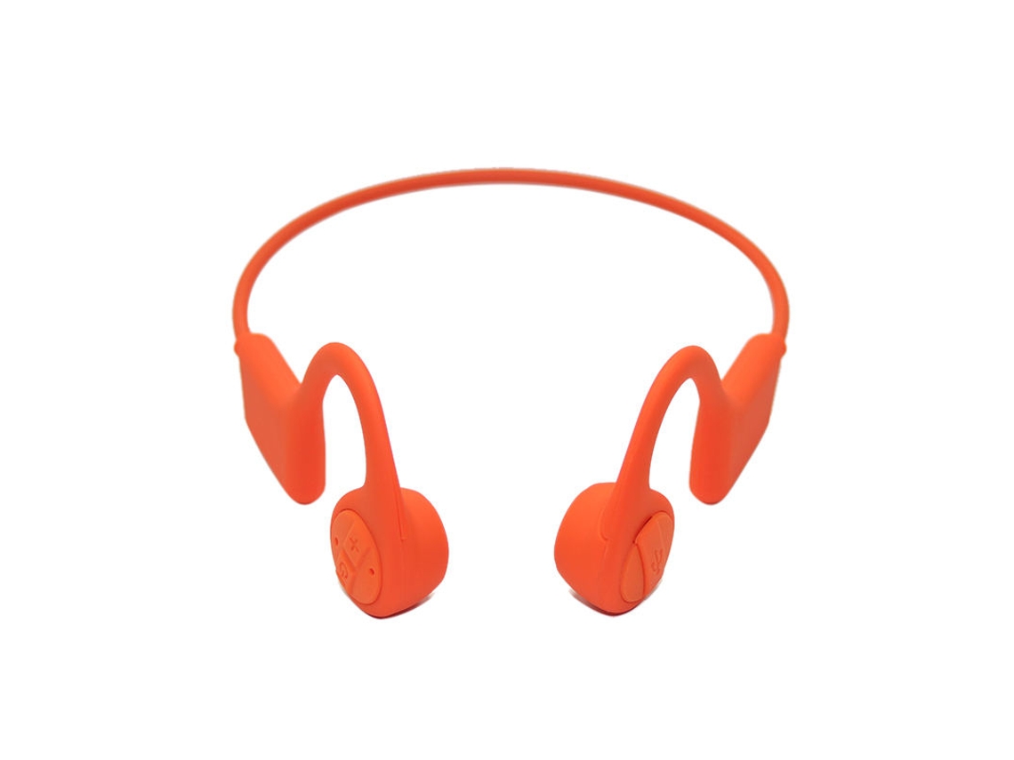 Auriculares de conducción ósea G01 X7 en color naranja vibrante, deportivos premium, duraderos y de alta fidelidad. Sfushos