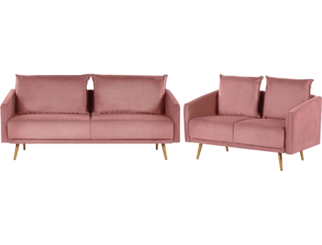 Conjunto de sala de estar 5 plazas de terciopelo rosa BELIANI Maura