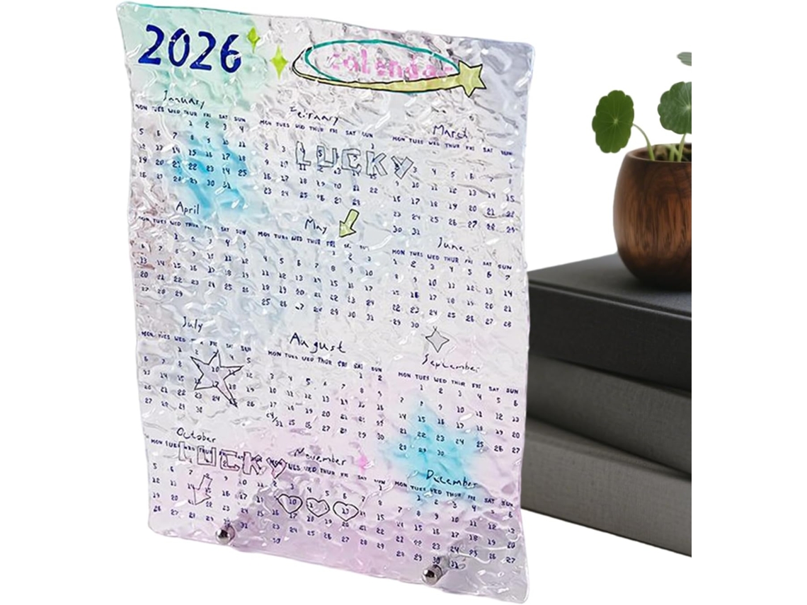 Calendario De Oficina 2026, Planificador Artístico De Acrílico Transparente | Organizador Familiar Mensual |