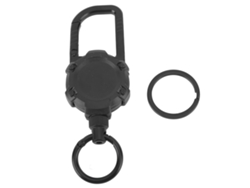 Llavero Magnético Retráctil De Acero Inoxidable Con Rifle Y Anillo De Metal Negro.