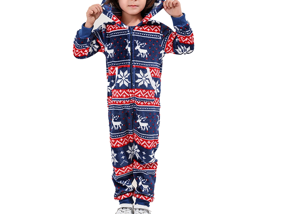 Pijama Navideño Con Capucha Para Niños 4-5a, Set De Pijamas Familiar Con Estampado De Copos De Nieve, Azul Oscuro