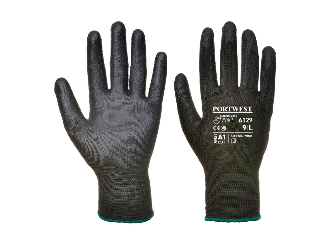 Guante Con Palma De Pu - Caja Completa De 480 Pares Negro / Xs