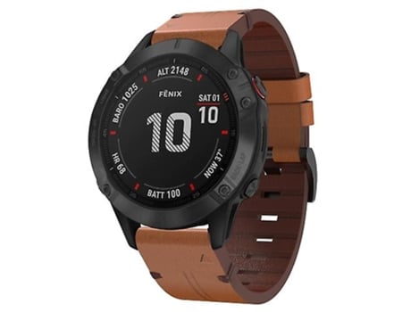 Correa Para Garmin Fenix 6 Pro Gps 22mm Correa De Reloj Con Hebilla De Acero De Cuero Marrón VENISYMLIS