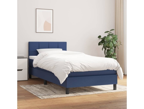 Cama con somier VIDAXL (Azul - Tela - 203 x 90 x 88 cm)