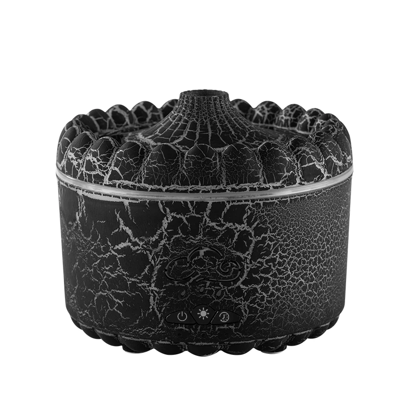 Humidificador de aire eléctrico USB con aromaterapia en forma de medusa (negro), con luz en forma de grieta volcánica.