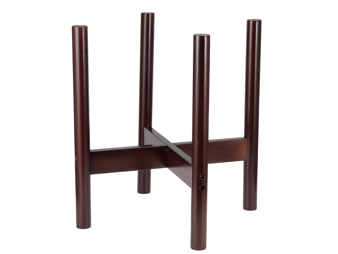 Soporte decorativo de bambú para macetas de plantas de interior.