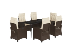 Maison Exclusive - Set Comedor De Jardín 7 Pzas Con Cojines Ratán Sintético Marrón