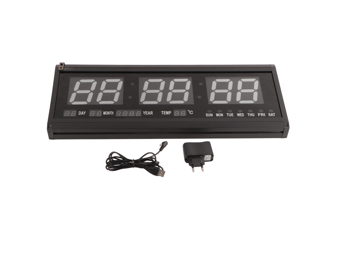 Reloj de pared LED grande y moderno con fecha y temperatura de 24 o 12 horas para oficina