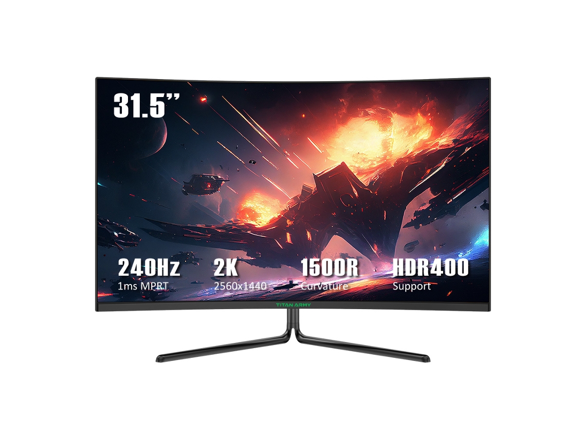 Monitor para juegos TITAN ARMY C32C1S 1500R Curvo 31.5 pulgadas 2560x1440 HVA Panel rápido 240Hz Frecuencia de actualización 1ms MPRT 99%sRGB
