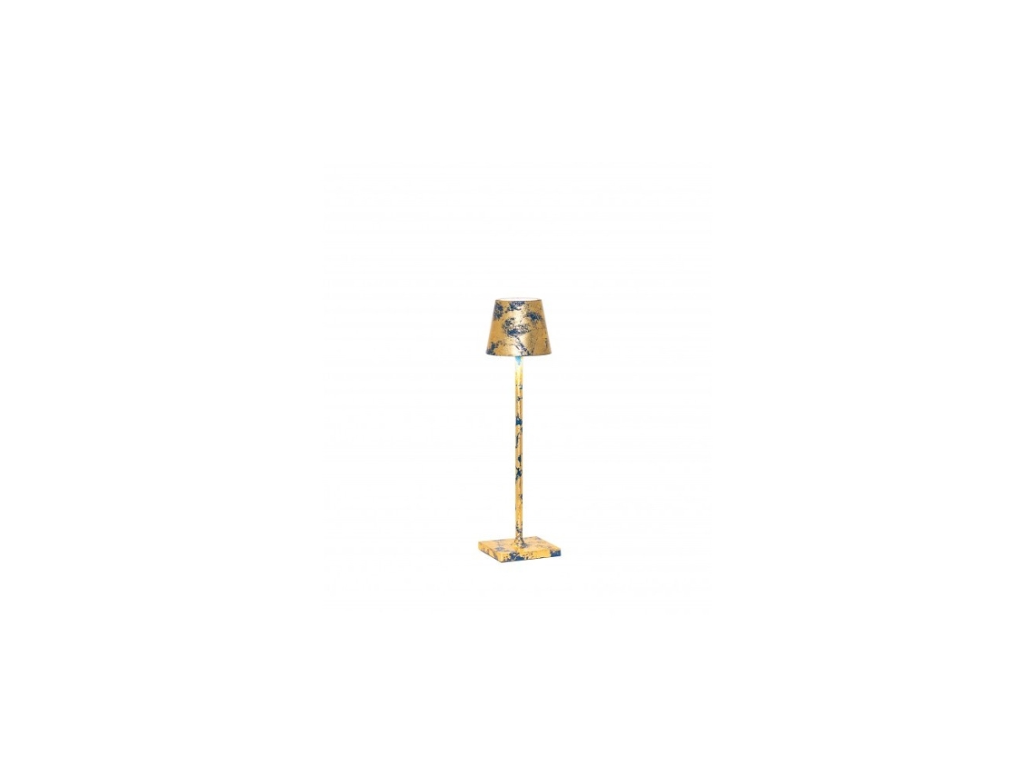 Lámpara de Mesa Poldina Pro Micro LED Capri Azul Azul Pan de Oro Craquelè recargable y regulable ZAFFERANO