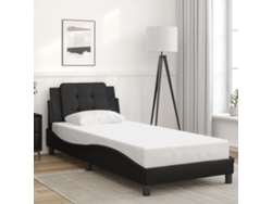 Estructura De Cama Sin Colchón Cuero Sintético Negro 90x190 Cm