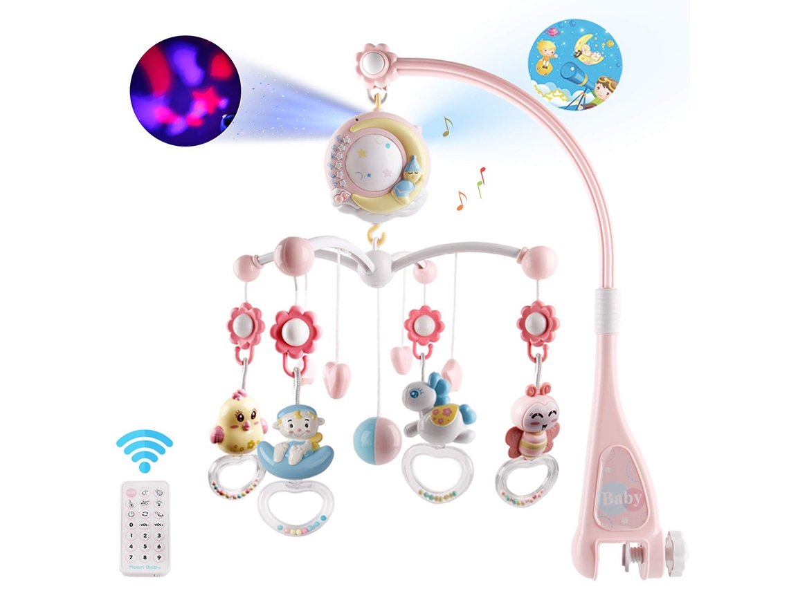 Ats-juguete Educatsivo Para Bebés: Móvil Musical Con Cascabeles De Animales Bonitos, Proyector Y Caja Musical Para Cuna