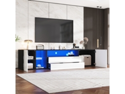 Mueble De 180x40x45 Cm Con Led, 2 Cajones Y 2 Armarios De Hasta 75 Pulgadas.